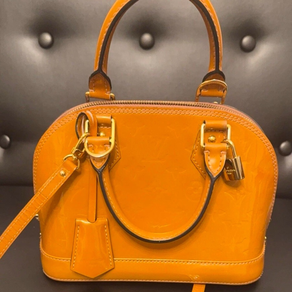 LV Alma BB Cognac Orange Color Designer Handbag